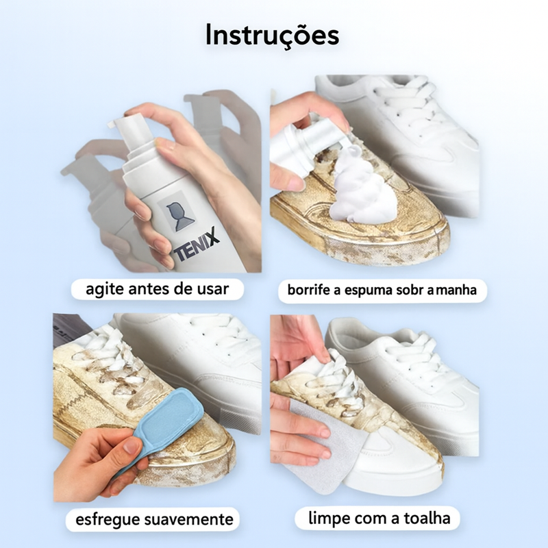 TeniX™: seus tênis limpos em 60 segundos — sem água, sem bagunça, sem esperar secar